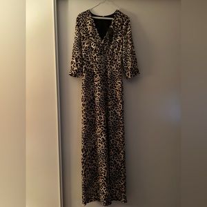 BCBGMAXAZRIA NWT leopard print wide leg jumpsuit Sz XS